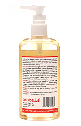 Probelle Jabón antifúngico a partir de aceite de coco puro con protección antimicrobiana. Ayuda a las áreas de la piel afectadas. 9.5 oz / 280 ml