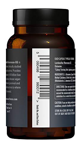Probiótico para el Equilibrio de la Flora Intestinal de Inessa Wellness | 60 Cápsulas de Probióticos Lactobacillus Rhamnosus GG, los Lactobacilos más Estudiados | Veganos | Tratamiento de 2 meses