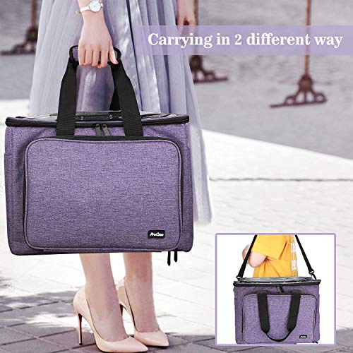 ProCase Bolsa Almacenaje Grande para Tejer (Bolsa Sola SIN Accesorios), Bolso de Gran Capacidad Sin Tapa con Divisor Interno para Guardar Hilos, Ganchillos de Crochet, Madeja, Ovillo, Agujas -Lila