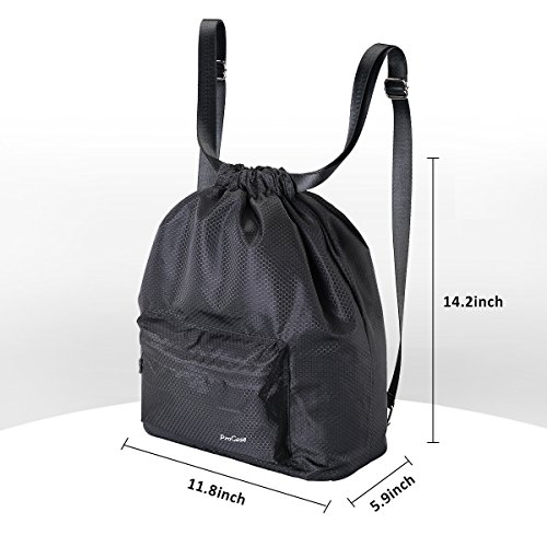 ProCase Mochila con Compartimiento Seco/Mojado, Bolsa Unisex Deportiva Resistente al Agua, Bolso con División Seco/Húmedo para Natación Surf Viajar Excursión Acampar -Negro