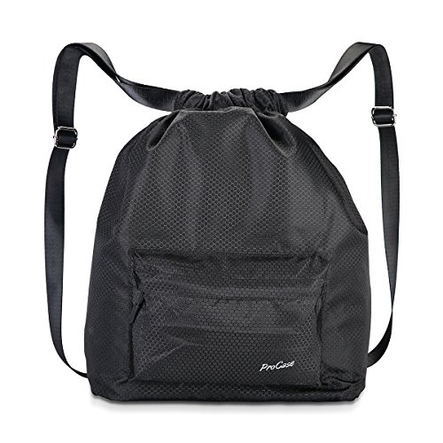 ProCase Mochila con Compartimiento Seco/Mojado, Bolsa Unisex Deportiva Resistente al Agua, Bolso con División Seco/Húmedo para Natación Surf Viajar Excursión Acampar -Negro