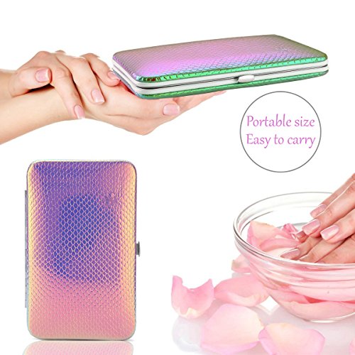 Profesional Cortaúñas Acero Inoxidable Grooming Kit - Set de 16 Piezas para Manicura y Pedicura Limpiador Cutícula con Bonita Caja (Rosa)