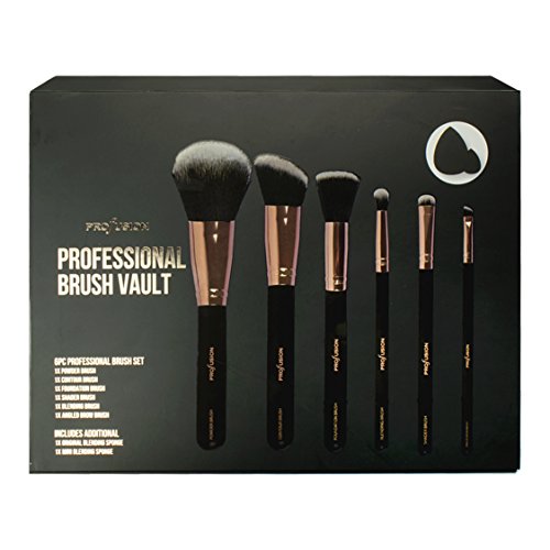 Profusion Cosmetics Professional Brush Vault, 8 piezas Pro Series Juego de brochas y esponjas de oro rosa