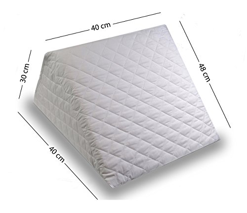 Proheeder Cojín con Forma de Cuña para Cama y Sofá | Almohada Hecha en Espuma con la Cubierta Acolchada Desprendible y Lavable - Almohadilla Multiusos Ideal para la Lectura - Hecho en Portugal