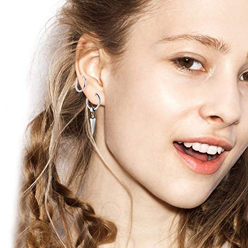 PROJEWE 20 Piezas Aro con Bisagras Pendientes de Cruz Acero Inoxidable para Hombre Mujer Cuelgan Pluma Pendientes Cadena de Aro