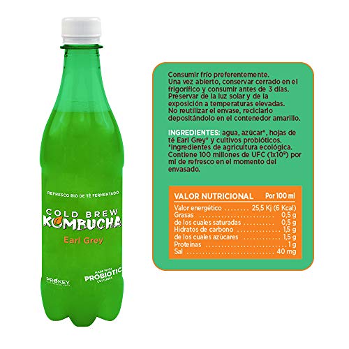 Prokey Kefir De Agua Probiótico Bio, Cold Brew Kombucha caja de 16 botellas de 500 ml