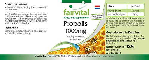 Propóleo 1000mg - Propolis - Dosis elevada - 3% de galangina - 90 Comprimidos - Calidad Alemana