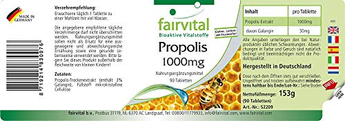 Propóleo 1000mg - Propolis - Dosis elevada - 3% de galangina - 90 Comprimidos - Calidad Alemana