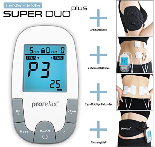 prorelax 85835 TENS y EMS SuperDuo PLUS - Aparato de estimulación eléctrica