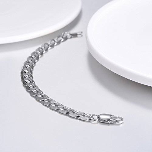 PROSTEEL 9mm Pulsera Hombre de Cadena Cubana de Acero Inoxidable 19cm