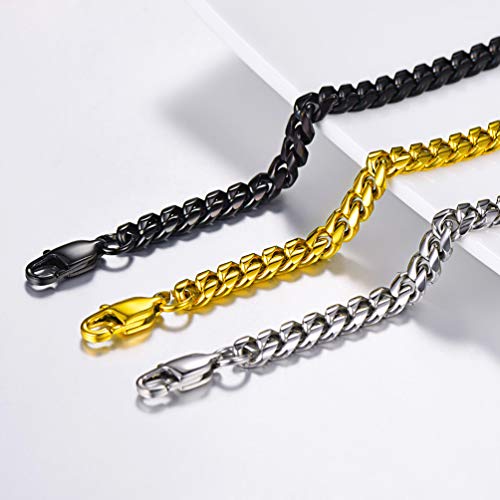 PROSTEEL Pulsera para Hombre Cadena Cubana de Acero Inoxidable 6mm/10mm/14mm de Ancho, 19cm 21cm de Longitud, Dorado/Negro/Plateado Opcional (Plateado 6mm Ancho, 21.00)