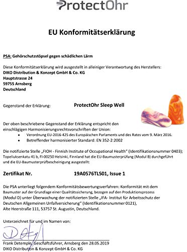 ProtectOhr - Tapones para los oídos Duerme bien, paquete de 8 tapones para los oídos, tapones de espuma suave, aislamiento extra alto de ruido, colorido