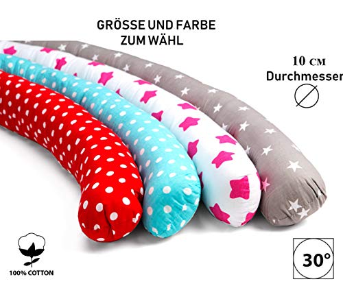 protector cuna chichonera - Cama Bebé Cojín Parachoques Torre de Cama Cojín Protectores Para Cunas y Camas de Bebé Cuna Serpiente Protector (Gris con estrellas blancas, 150 cm)