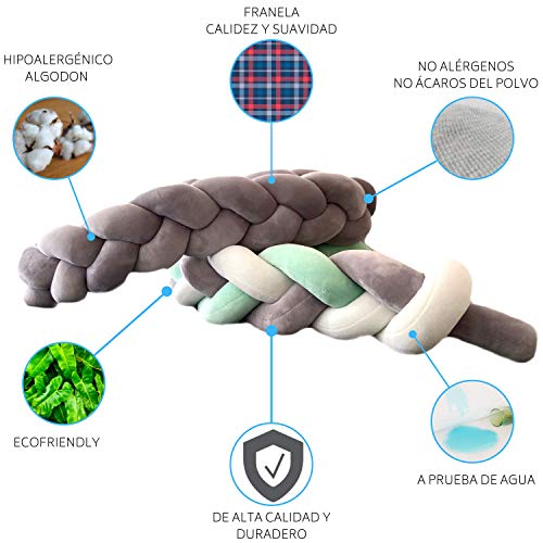 Protector de cuna Parachoques bebe Cojín cilíndrico Chichonera para proteger Bebe Reductor cuna Cojín Trenzado Nido bebe Cuna nido Decorar Cuna Hogar Nido colecho