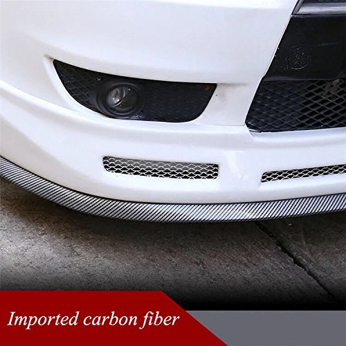 Protector de Parachoques, CompraFun Coche Alerón Labio Delantero Carbono Fibra 2.5M Universal Protector Pegatina de Parachoques Lip Bumper Falda de Coche Fuerte Pegajoso (Negro+Plata)