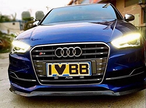 Protector de Parachoques, CompraFun Coche Alerón Labio Delantero Carbono Fibra 2.5M Universal Protector Pegatina de Parachoques Lip Bumper Falda de Coche Fuerte Pegajoso (Negro+Plata)