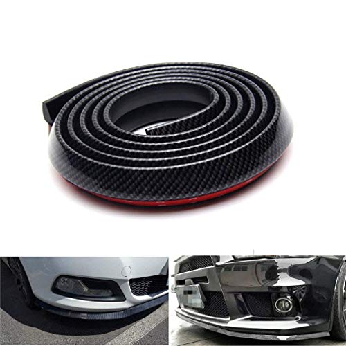 Protector de Parachoques, CompraFun Coche Alerón Labio Delantero Carbono Fibra 2.5M Universal Protector Pegatina de Parachoques Lip Bumper Falda de Coche Fuerte Pegajoso (Negro+Plata)