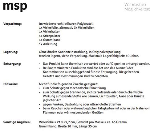 Protector facial de plástico. 1 soporte con 3 láminas de recambio. Máscara de protección facial con visera 2001-11