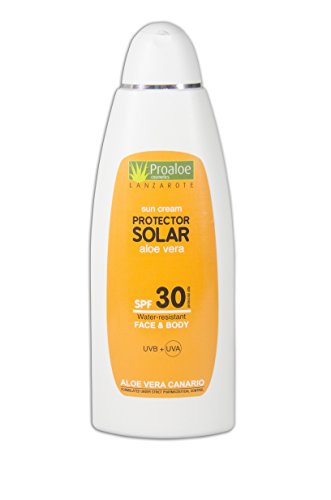 Protector Solar con Aloe Vera y Açaí. SPF 30. Protección Solar para Cara y Cuerpo. Resistente Al Agua. Broncea y Protege. Hidrata la Piel. Estimula la Melanina. Evita Quemaduras. Previene Manchas Solares. Previene Foto-Envejecimiento. Antioxidantes. 100% 