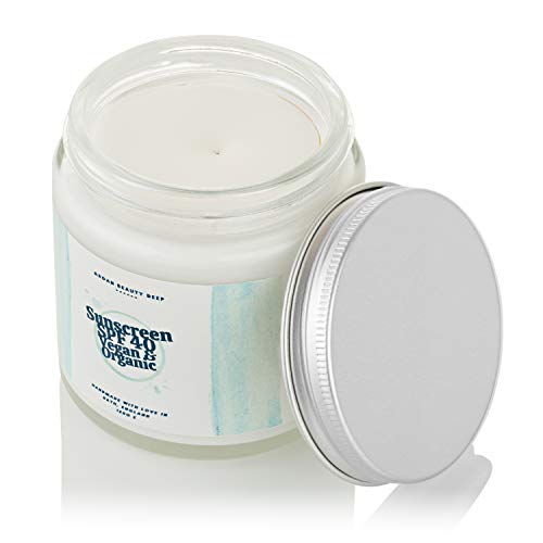 Protector solar vegano y orgánico en frasco de vidrio/SPF 40 / Hecho a mano/Adultos y niños/Proteja su piel de los rayos dañinos del sol