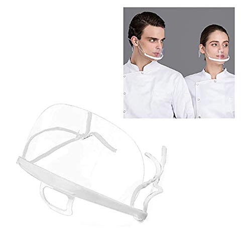 Protectores Faciales de plástico Reutilizable para higiene Sanitaria, Transparente y Permanente, antivaho, Visor Anti Agua y Comida para la Boca