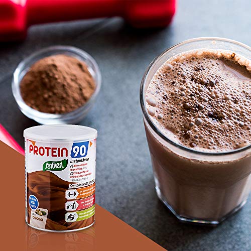 Protein 90 de Santiveri para deportistas (Cacao) Bote de 200 gr: complemento alimenticio para deportistas a base de proteínas, aminoácidos y vitaminas. Apto para veganos