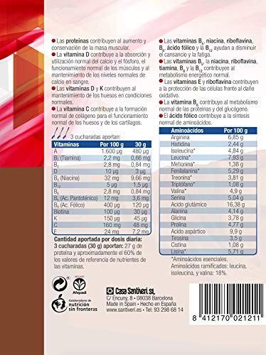 Protein 90 de Santiveri para deportistas (Cacao) Bote de 200 gr: complemento alimenticio para deportistas a base de proteínas, aminoácidos y vitaminas. Apto para veganos