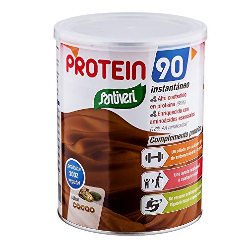 Protein 90 de Santiveri para deportistas (Cacao) Bote de 200 gr: complemento alimenticio para deportistas a base de proteínas, aminoácidos y vitaminas. Apto para veganos