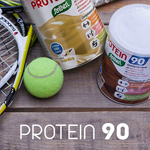 Protein 90 de Santiveri para deportistas (Cacao) Bote de 200 gr: complemento alimenticio para deportistas a base de proteínas, aminoácidos y vitaminas. Apto para veganos
