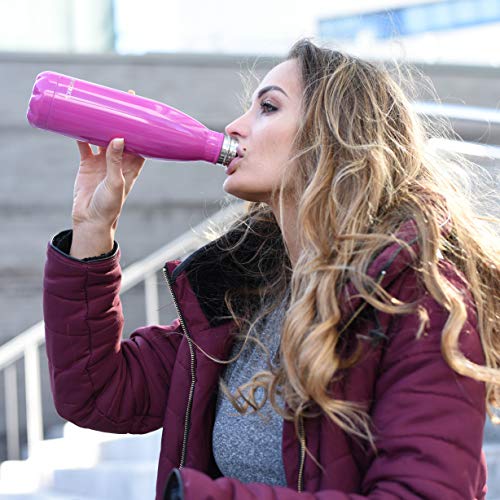 Proworks Botellas de Agua Deportiva de Acero Inoxidable | Cantimplora Termo con Doble Aislamiento para 12 Horas de Bebida Caliente y 24 Horas de Bebida Fría - Libre de BPA - 750ml – Rosa