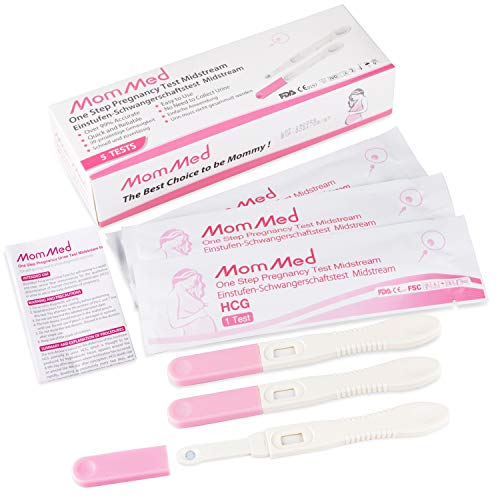 Prueba de embarazo Prueba de orina de HCG para detección temprana fácil y rápida: prueba de embarazo confiable Juego de 5 prueba temprana: resultado en 5 minutos Detección temprana de embarazos