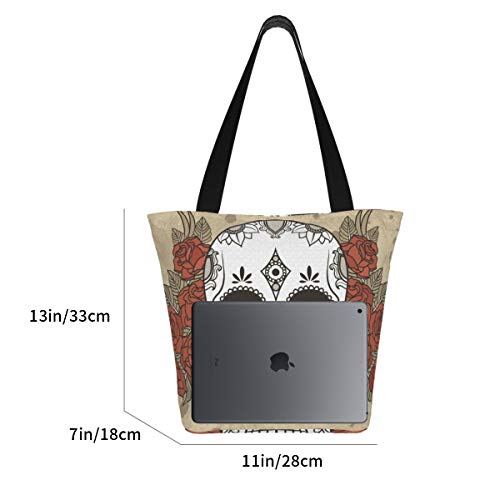 Prv0o Oklahoma Flag Women'S - Bolsa de deporte para crossbody, Negro (Mexican Sugar Skull Roses), Talla única