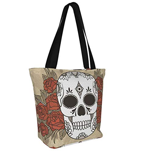 Prv0o Oklahoma Flag Women'S - Bolsa de deporte para crossbody, Negro (Mexican Sugar Skull Roses), Talla única