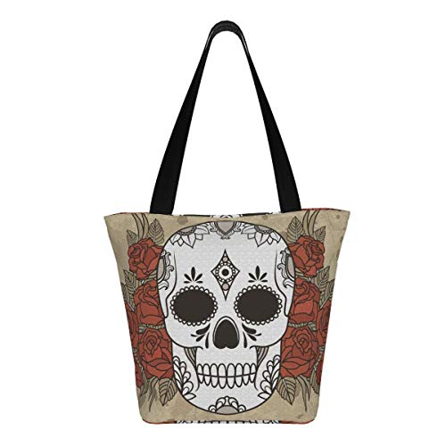 Prv0o Oklahoma Flag Women'S - Bolsa de deporte para crossbody, Negro (Mexican Sugar Skull Roses), Talla única