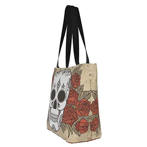 Prv0o Oklahoma Flag Women'S - Bolsa de deporte para crossbody, Negro (Mexican Sugar Skull Roses), Talla única