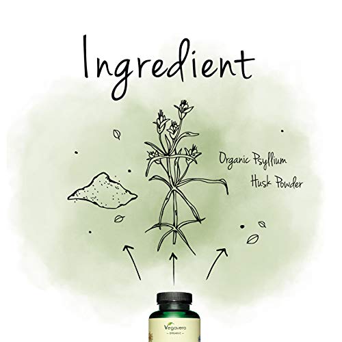Psyllium Orgánico Vegavero® | 3000 mg | Testado en Laboratorio | Saciante Apetito + Limpieza Intestinal + Laxante Natural | 180 Cápsulas | Sin Aditivos | Plantago Ovata | Psyllium Husk