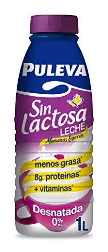 Puleva Leche Mañanas Ligeras Desnatada Sin lactosa - Pack 6 x 1 L - Total: 6 L