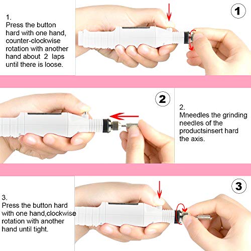 Pulidor De Uñas Electric Profesional Manicura, YZPUSI Pulidor Taladro Nail Pulidora Torno Nail Art File Drill 6 Sets, La Forma De La Pluma Para Uña Pen