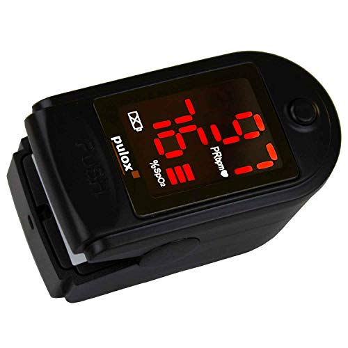 Pulox PO-100 - Oxímetro, pantalla LCD, incluye accesorios, color negro