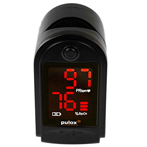 Pulox PO-100 - Oxímetro, pantalla LCD, incluye accesorios, color negro