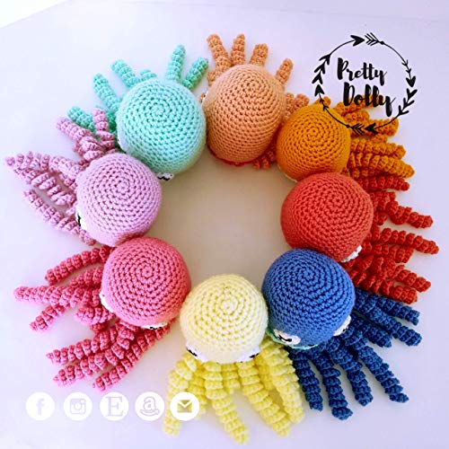 PULPO AMIGURUMI DE GANCHILLO PARA BEBÉ- MUÑECO DE CROCHET PARA RECIÉN NACIDO- REGALO PARA BABYSHOWER- PRETTY DOLLY