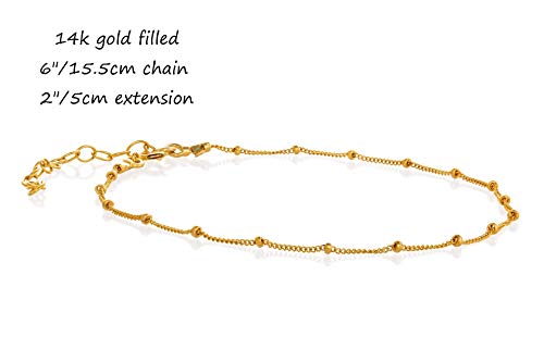 Pulsera de cadena satelital rellena de oro Longitud fina de capas delgadas delicadas 15 cm + extensi?n