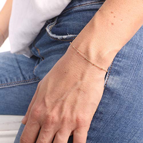 Pulsera de cadena satelital rellena de oro Longitud fina de capas delgadas delicadas 15 cm + extensi?n