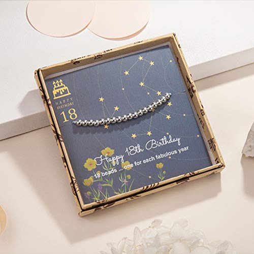 Pulsera de cuentas de plata de ley para regalo de 18 años de edad, joyería ajustable de 7 a 9 pulgadas