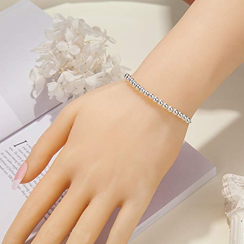 Pulsera de cuentas de plata de ley para regalo de 18 años de edad, joyería ajustable de 7 a 9 pulgadas