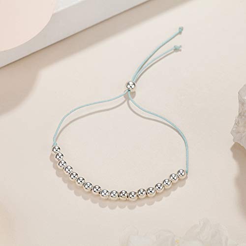 Pulsera de cuentas de plata de ley para regalo de 18 años de edad, joyería ajustable de 7 a 9 pulgadas