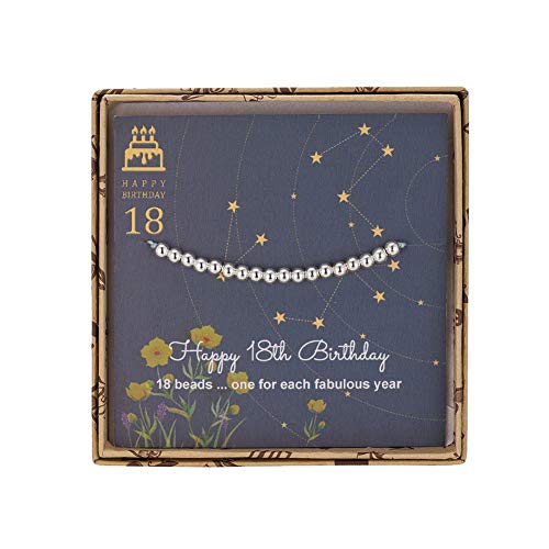 Pulsera de cuentas de plata de ley para regalo de 18 años de edad, joyería ajustable de 7 a 9 pulgadas