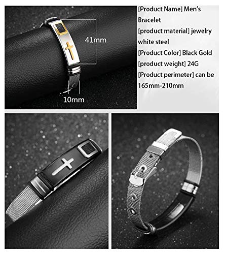 Pulsera de malla de acero de titanio para hombre con cadena ajustable punk pulsera, 123, dorado, Size