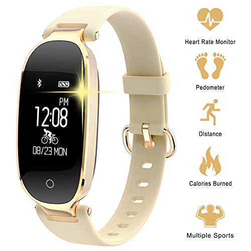 Pulsera Monitor de Actividad Pulsómetro y Podómetro para Mujeres Impermeable IP67, con Bluetooth Contador de Pasos y Monitor de Sueño para Smartphones con Android e iOS: iPhone, Samsung de WOWGO
