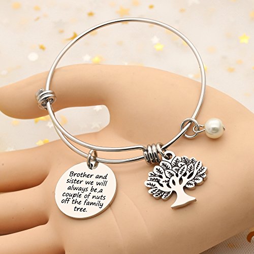 Pulsera para hermana, regalo familiar, hermano y hermana, seremos siempre una pareja de tuercas del árbol de la familia